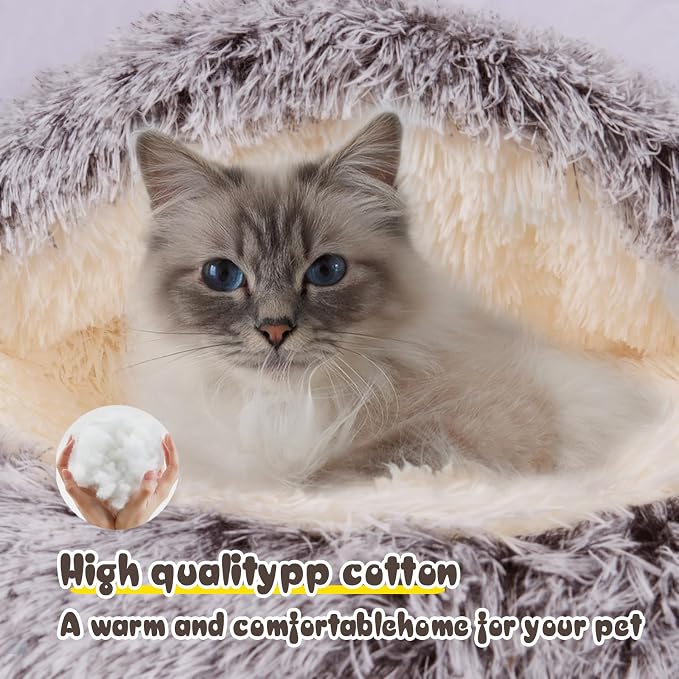 Cat Bed for Indoor Cats, Calming Cozy Cave - Image 7