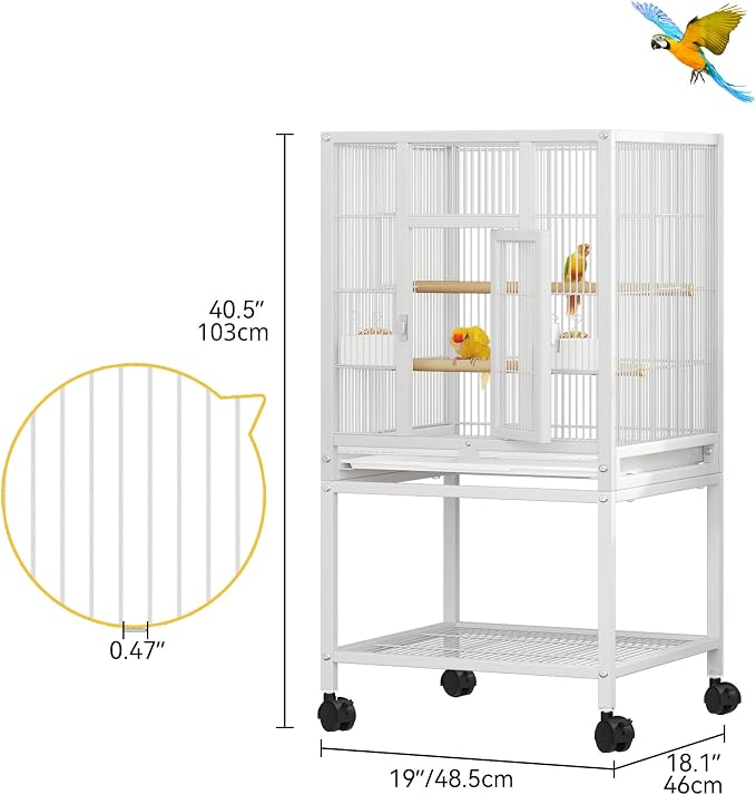 DWVO 41-inch Metal Bird Cage: Large Parrot Cages - Image 2