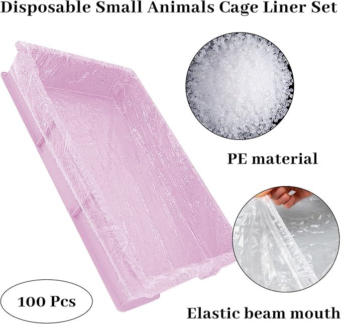 BNOSDM 100 PCS Disposable Rabbit Cage Liner Plastic Guinea Pig Cage Bedding - Image 4
