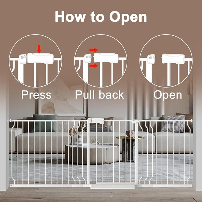 WAOWAO Baby Gate 52.76-62.2" Extra Wide Pressure Mounted Walk Through Swing - Image 3