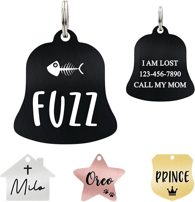 Ultra Joys Cat ID Tag Personalized Pet Tags, Durable Stainless Steel Small Pet by UltraJoys