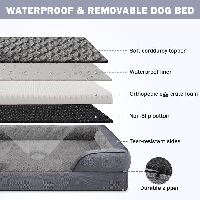 INVENHO Orthopedic Dog Bed Medium Size Dog, Waterproof Egg-Crate Foam Couch - Image 4