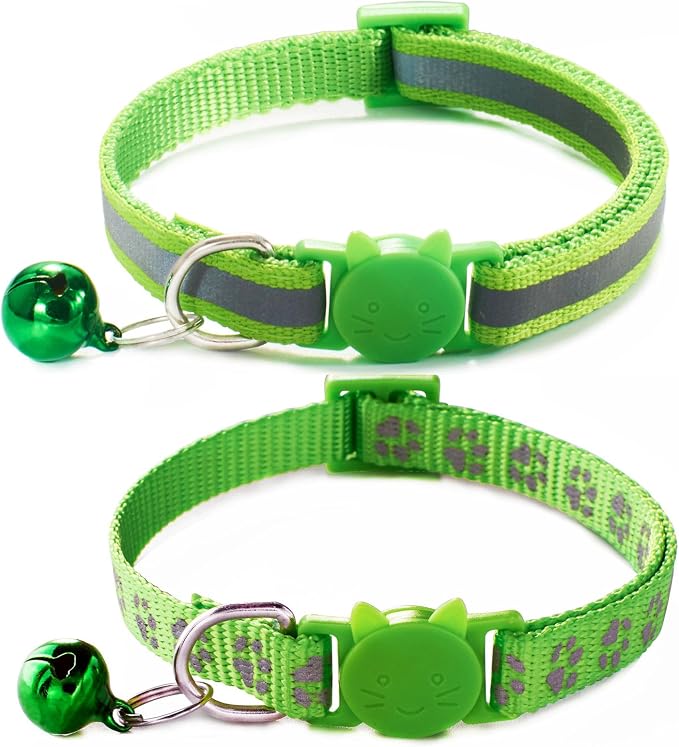 Breakaway Dog Collar with Bells, Reflective Cat Collar by YOUALSO
