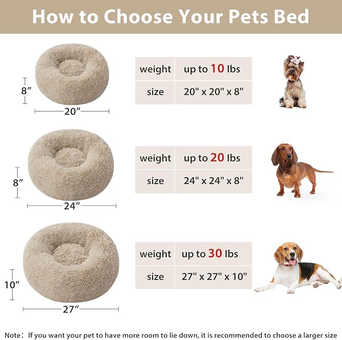 WNPETHOME Calming Dog Bed & Cat Bed, Anti-Anxiety Donut Small Dog Beds - Image 4