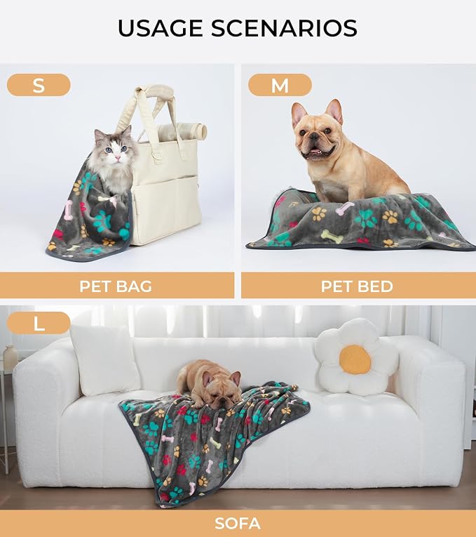 Luciphia 1 Pack 3 Blankets Fluffy Premium Fleece Pet Blanket Flannel Paw Bone - Image 2