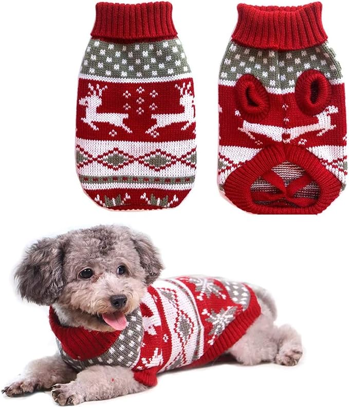 Vehomy Dog Christmas Sweaters Pet Winter Knitwear Xmas Clothes Classic Warm by Vehomy