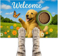 Welcome Spring Pet Feeding Mat 24" x 16" Non Slip Dog and Cat Food Mat Easy by HOMETITUTE