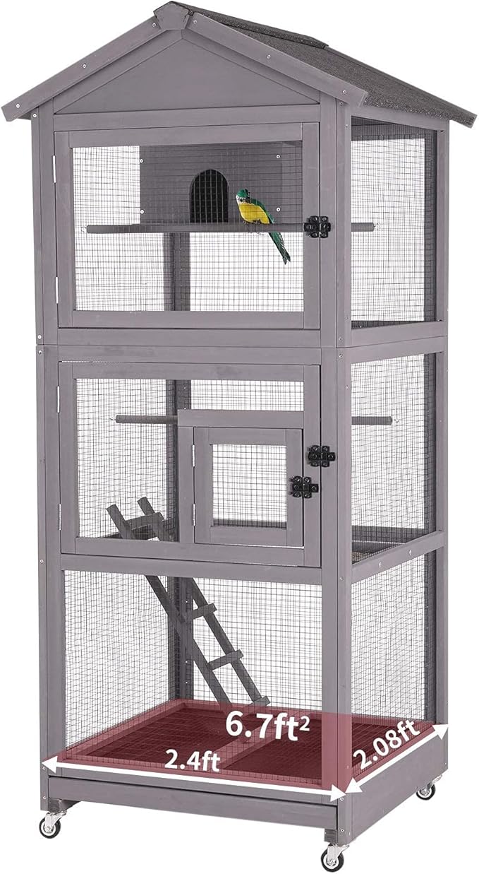 Aivituvin Outdoor Bird Cage Large Wooden Bird Aviary - Image 5