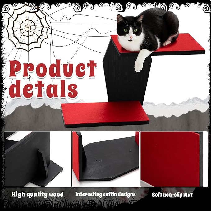 Sintuff Gothic Wall Cat Shelves Wall-Mounted 2 Platform Wall Climbing Steps - Image 3