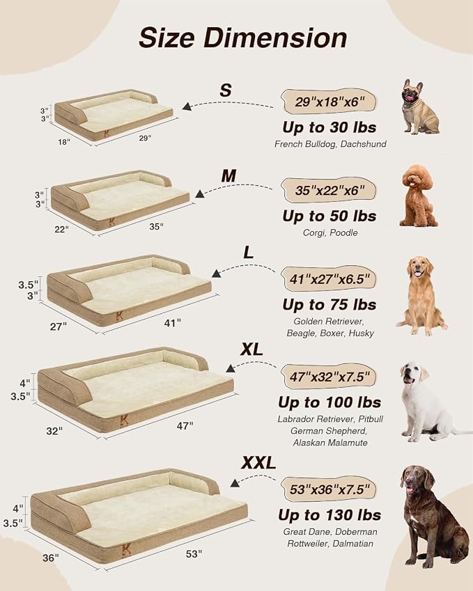 KSIIA Washable Dog Bed XL Senior Dog, Orthopedic Warm Soft Pet Sofa Waterproof - Image 7