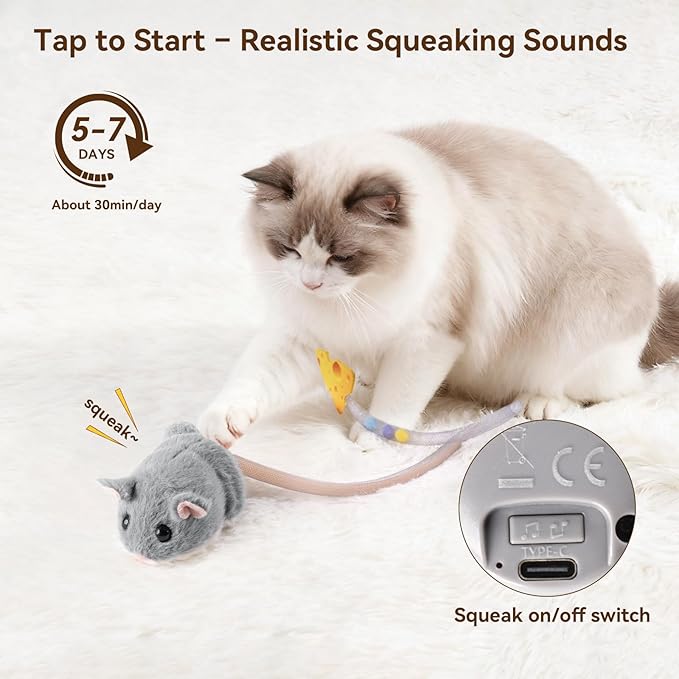 Migipaws Interactive MigiMouse Cat Toy 360° Rolling & Spin - Image 3
