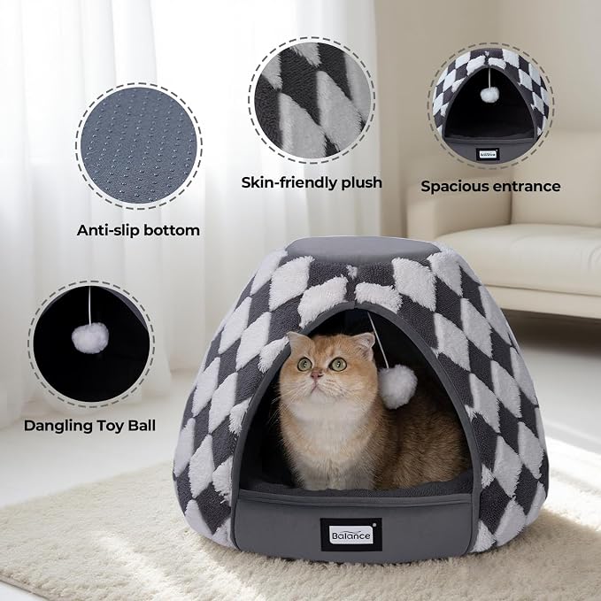 BALANCE Cat Beds for Indoor Cats, 2-in-1 Cat Bed Cave - Image 4