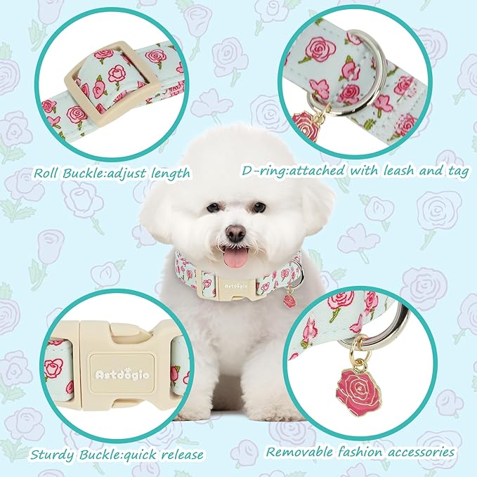 Dog Collar for Medium Dogs, Spring &Summer Theme Blue Medium Dog Collars - Image 2