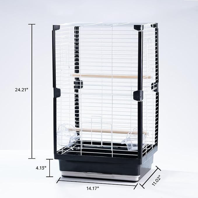 25 inch Bird Cage, Portable Travel Parrot Cage, Double-Layer Parakeet Cage - Image 2