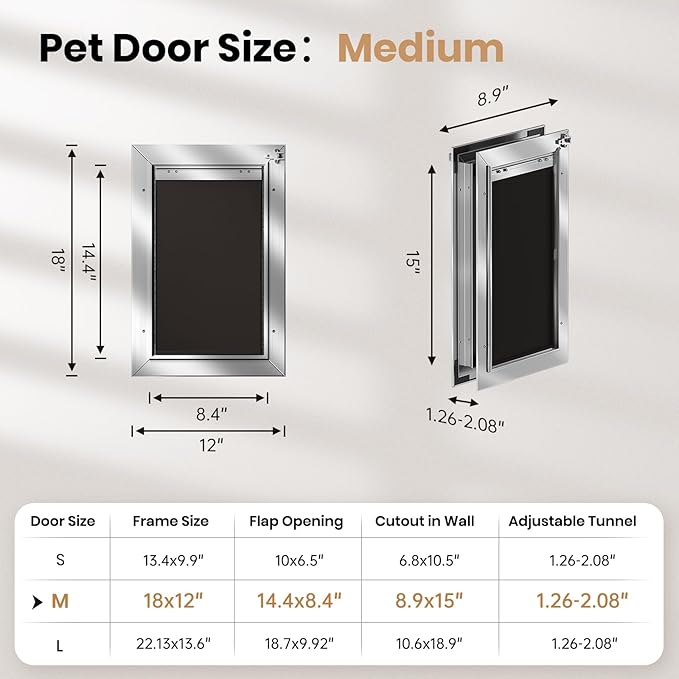 Dog Door All Aluminum Medium, Doggy Doggie Cat Door, Heavy Duty Pet Door - Image 6