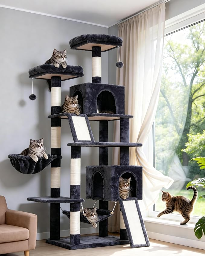 Cat Tree for Indoor Cats, Sturdy Cat Tree House by Gitelnour