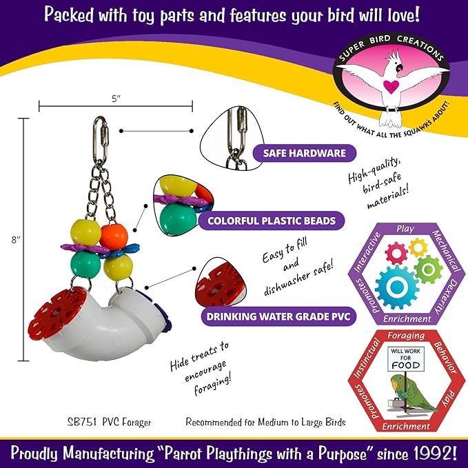 Super Bird Creations SB751 PVC Forager Bird Toy, Medium/Large Bird Size - Image 2