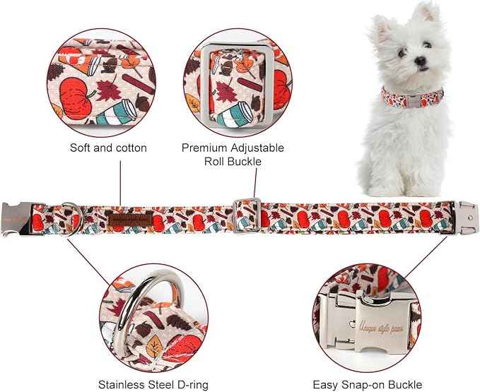 Unique style paws Halloween Dog Collar Metal Buckle Pumpkin Collar Gift Durable