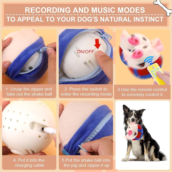 BABORUI Remote Control Interactive Dog Toys Pig, Jumping Squeaky Dog Toys - Image 6
