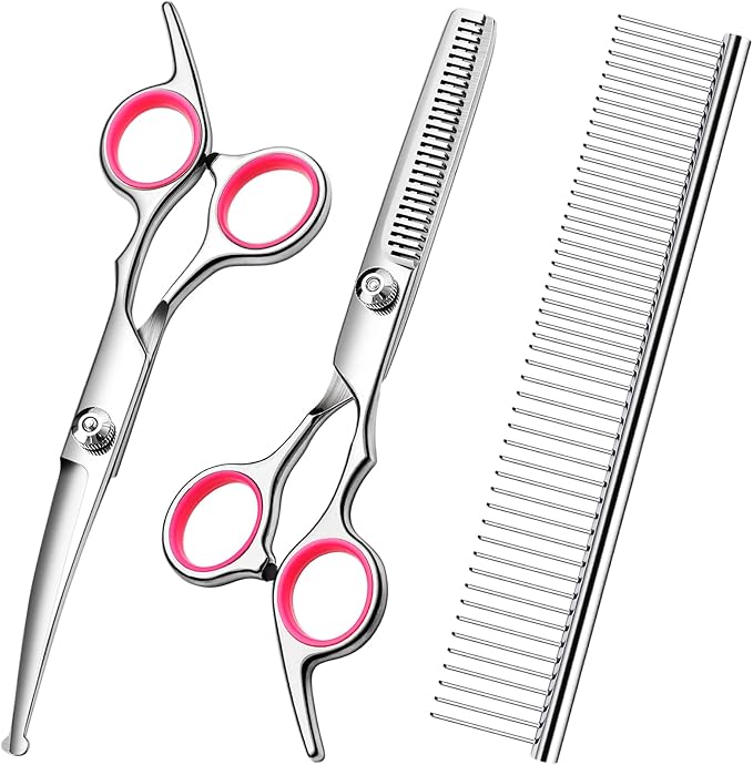 Dog Grooming Scissors with Safety Round Tips Stainless Steel Professional Dog by FAIGEO