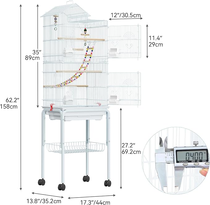 YITAHOME 62 inch Metal Bird Cage, Large Parakeet Cages - Image 2