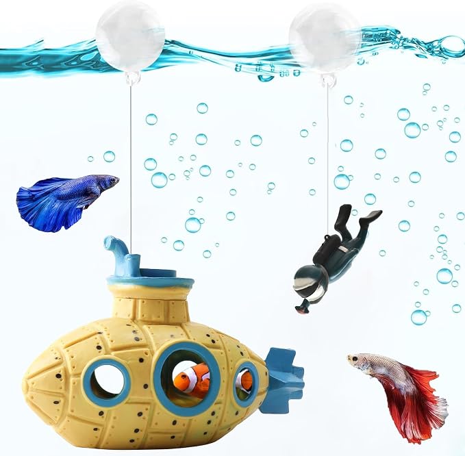 Floating Fish Tank Decoration, LittleCute Retro Submarine AquariumDecoration by SUPTEC%C2%AE