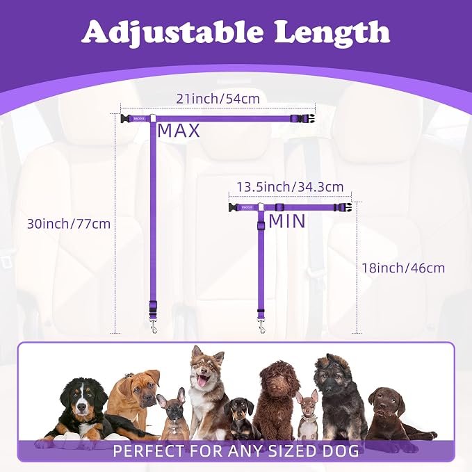BWOGUE Pet Dog Cat Seat Belts, Car Headrest Restraint Adjustable Safety Leads - Image 4
