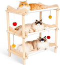 Large 3-Layer Cat Hammock Bed, Breathable Washable Covers, Wooden Pet Furniture by MITREL