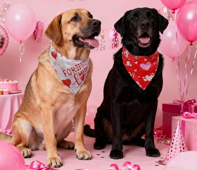 Valentine's & St. Patrick's Day Dog Bandana Set 2PCS-Large, Holiday Party - Image 5