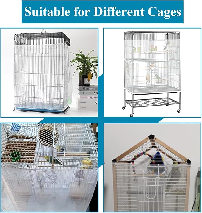 ASOCEA 2Pack Large Bird Cage Seed Cather, Bird Cage Cover Adjustable Soft Airy - Image 6
