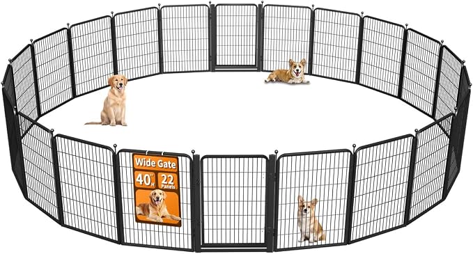 Wide Gate Dog Fence Outdoor Pens Outside, Portable Dog Play Pen 40" H 22 Panels by Unknown
