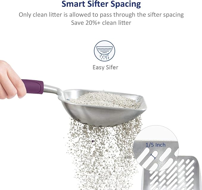 WePet Cat Litter Scoop, Aluminum Alloy Sifter, Kitty Metal Scooper, Deep Shovel - Image 3