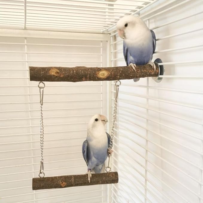 Bird Swing, Parrot Perch Stand Natural Wood Stand Parrot Cage Toys - Image 6