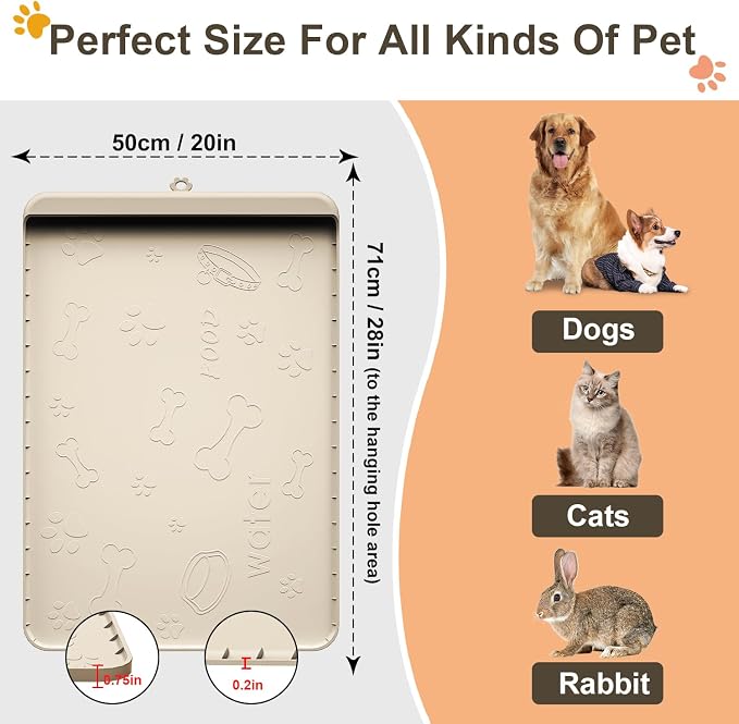Dog Food and Water Mat 28x20 Inch Sand Color - Image 5