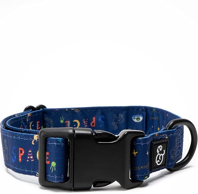 Lucy & Co. Space Doodle Adjustable Dog Collar- Cute Designer Pet Collar by LucyCo
