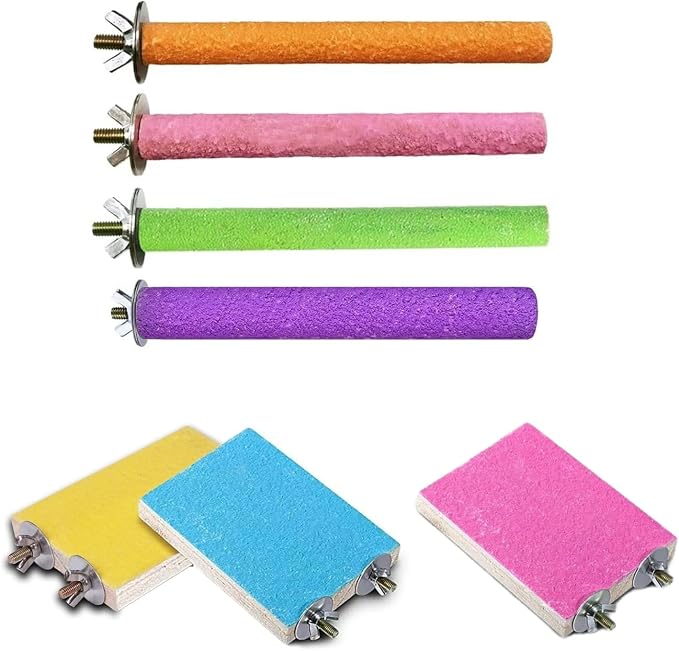 7 PCS Parrot Perch Stand Natural Wood Bird Perch Stand Platform Paw Grinding - Image 8
