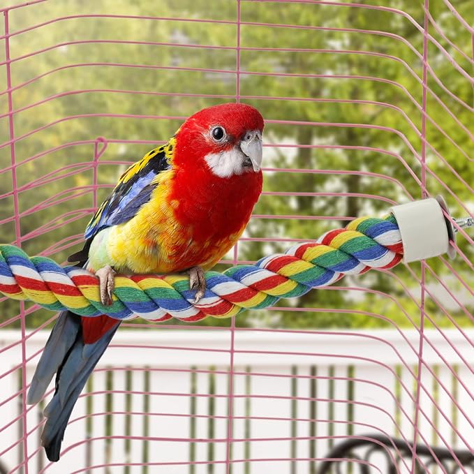 Bird Rope Perches for Parrots, Cockatiels, Budgie Cages Comfy Birds Colorful - Image 4