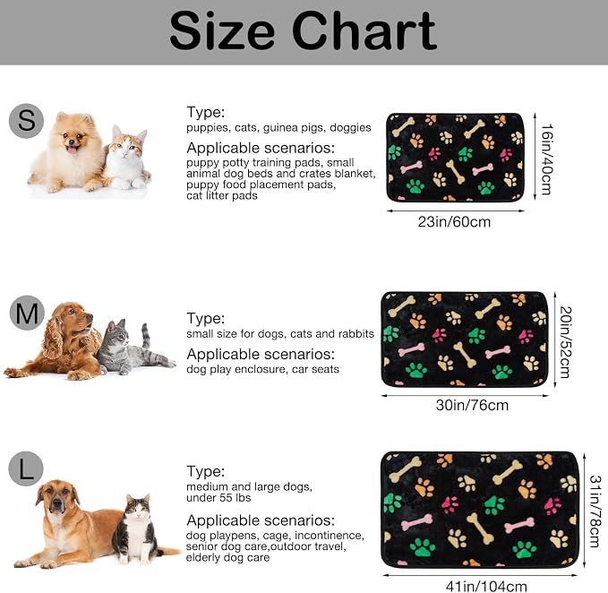 Dono 1 Pack 6 Blankets for Dogs, Soft Fluffy Paw Print Pattern Fleece Pet - Image 2