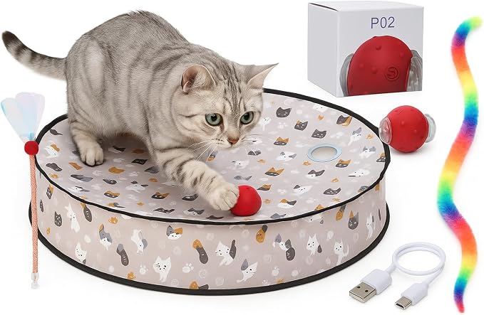 Interactive Cat Toys for Indoor Cats – Moving Ball Cat Play Mat, Interactive by ALEENAENTERPRISESLLC