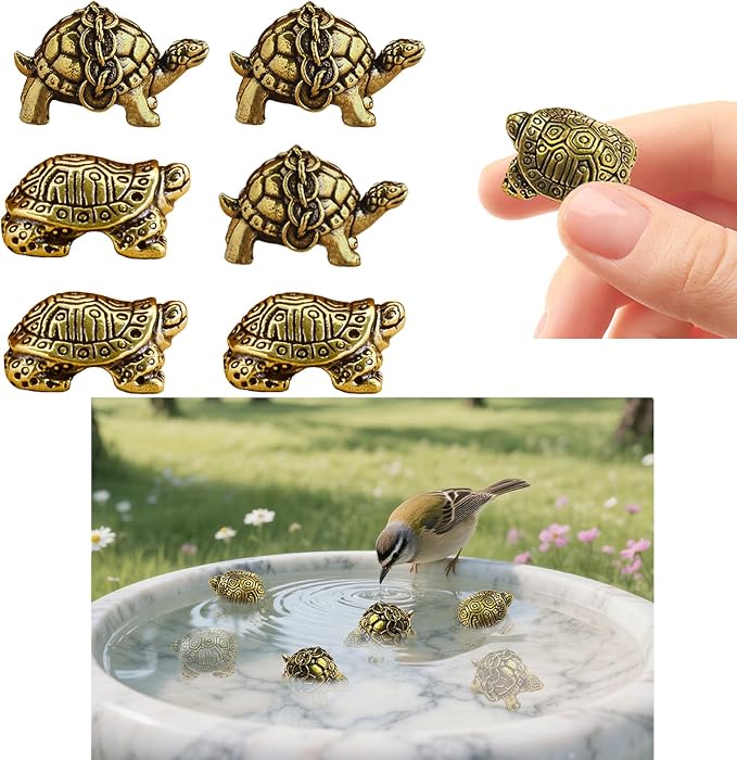 6 Pcs Copper Bath Disks Ornaments Mini Turtle Shape, Retro Copper Birdbath by Unknown