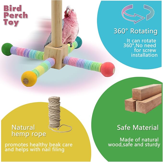 Upgraded Parrot Perch Toy, Rotating Bird Perch Stand - Image 6