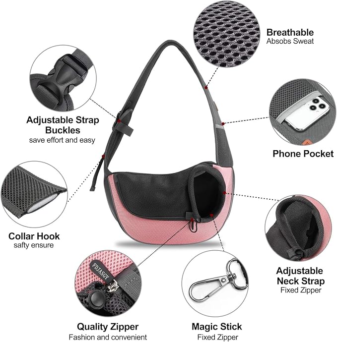 FDJASGY Pet Sling Carrier for Small Dogs Cats, Breathable Mesh Travelling Hand - Image 3