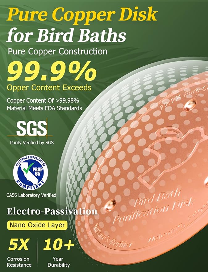 Mellbree 3-Pack Bird Bath Copper Disk, 0.6mm Reinforced 99.99% Pure Copper - Image 4