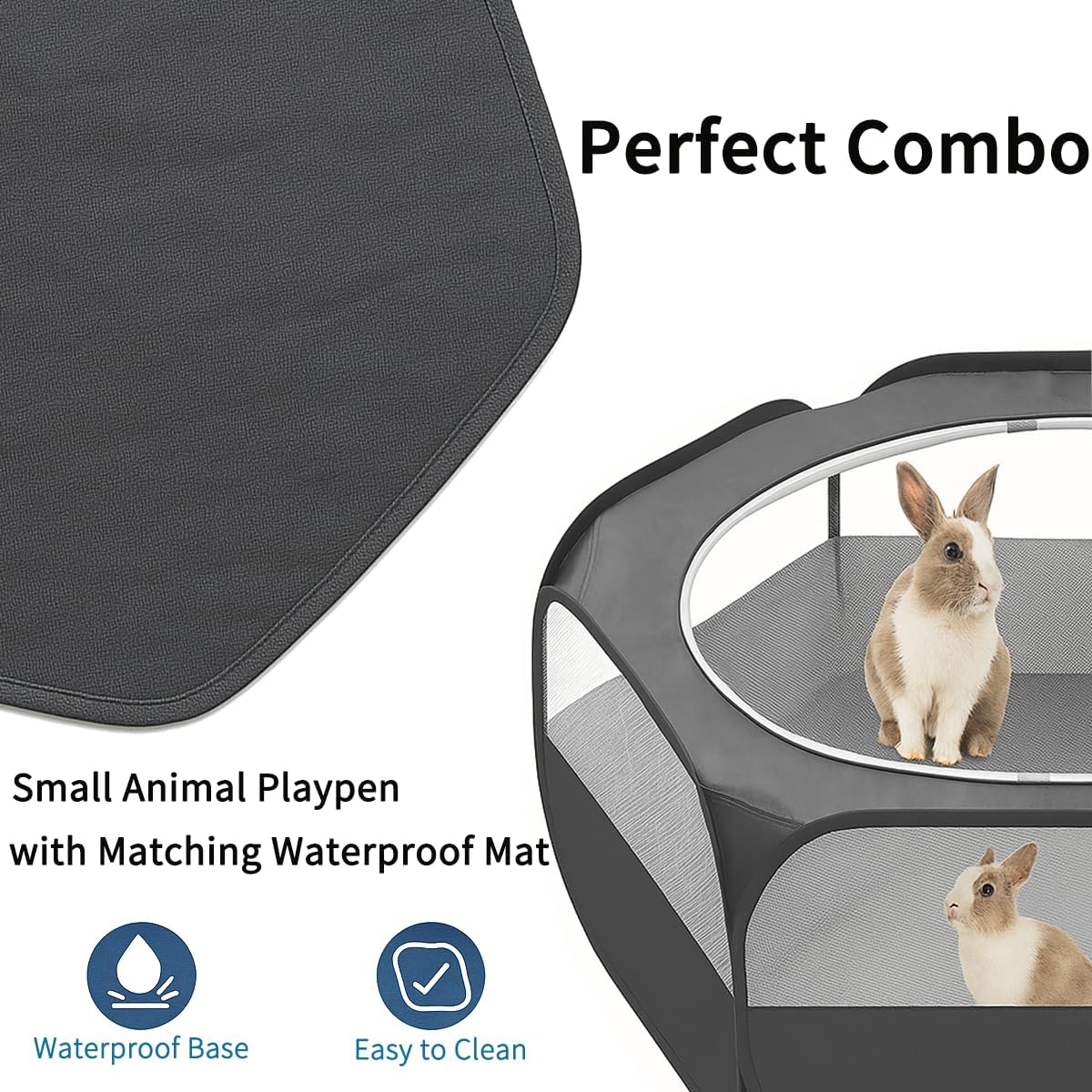 Amakunft 2-in-1 Small Animal Playpen with Pad Mat - GlobalHabitat Supply