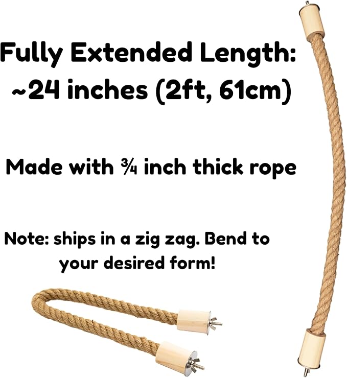 Bird Rope Perch for Parrots, Bendable Natural Jute Boing - Image 3