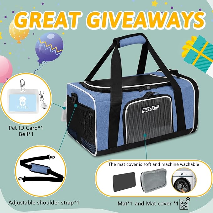 Petskd Pet Carrier 17x13x9.5 Southwest Airline Approved, Pet Travel Carrier Bag - Image 7