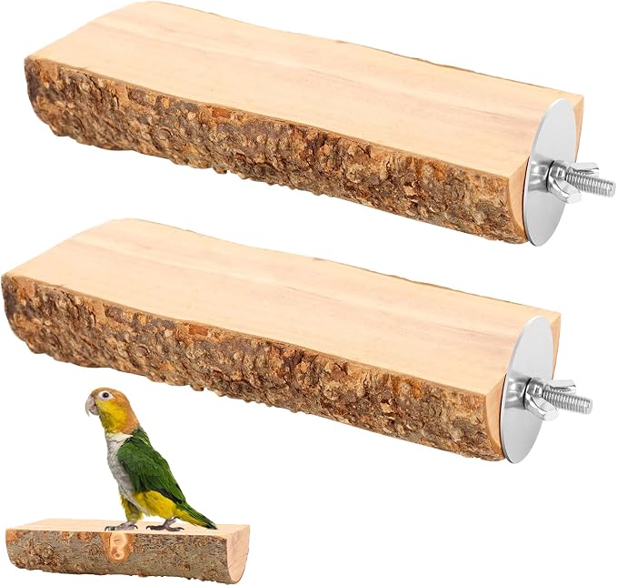 2PCS Natural Wood Bird Perch Platform by Unknown