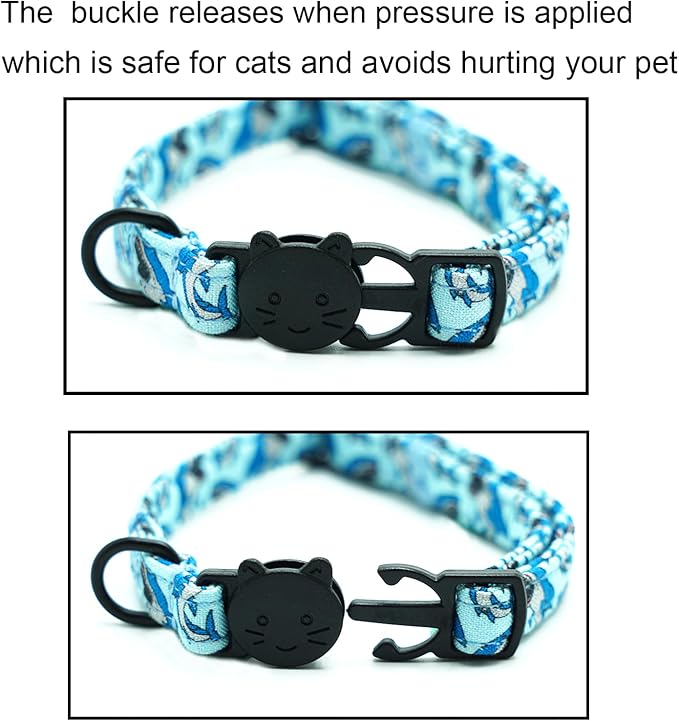 Cat Collar-2 Pack Collars Dinosaur & Shark Cat Collar Breakaway - Image 3