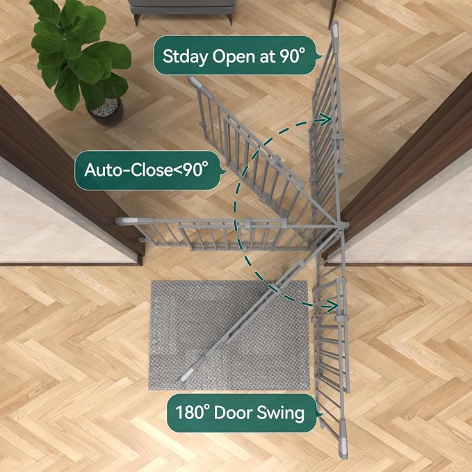 Babelio Baby Gate for Stairs, Kitchen & Doorways, 26-43" W 28" H No Bottom Bar| - Image 6