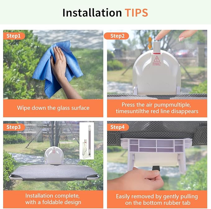 Cat Window Perch for Small Window, Cordless Cat Window Hammock, Cats Seat for - Image 6